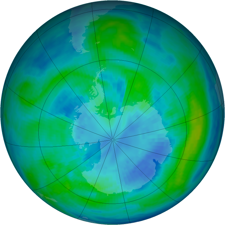 Antarctic ozone map for 01 April 1988
